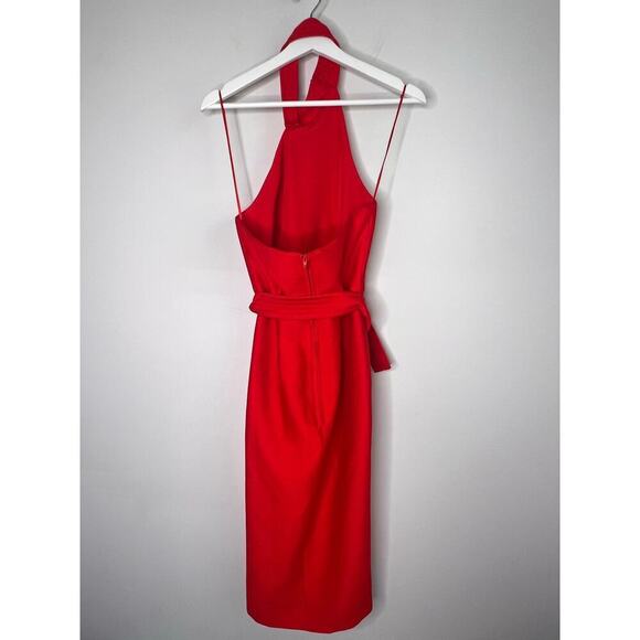 C/Meo Collective Two Sides Halter Red Midi Dress Women's Size S - Picture 14 of 16